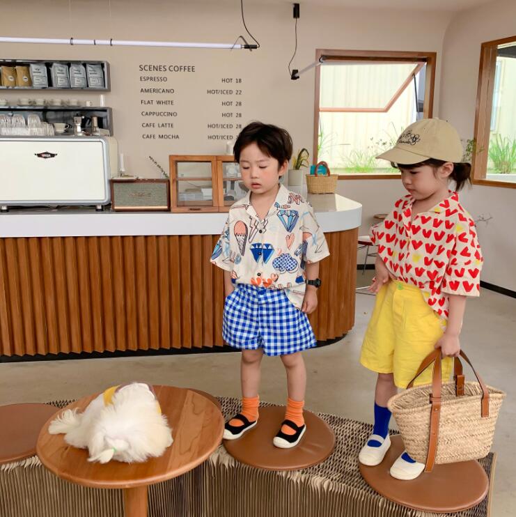 子供兄と妹の服★男の子女の子半袖シャツ，ファッションシャツ★韓国風子供夏服★80-140