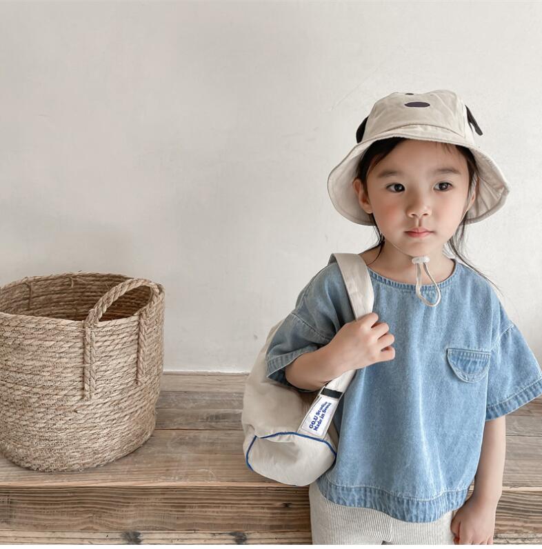子供服夏服★女の子デニム半袖★ファッションシャツ子供服★韓国風子供夏服★80-130