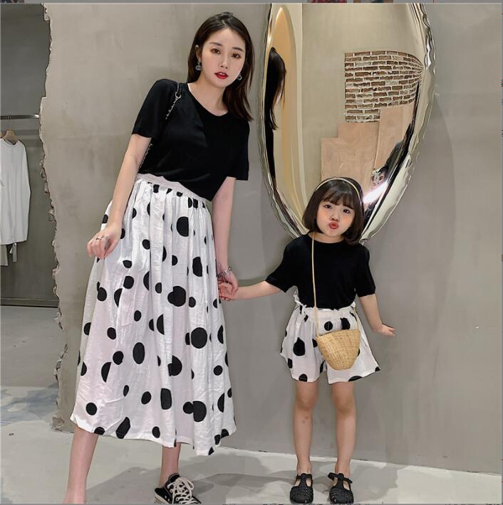 韓国風レディースTシャツ、半袖親子上下セット、大人気  、ファッション親子ウェア、夏の新しい★80-130