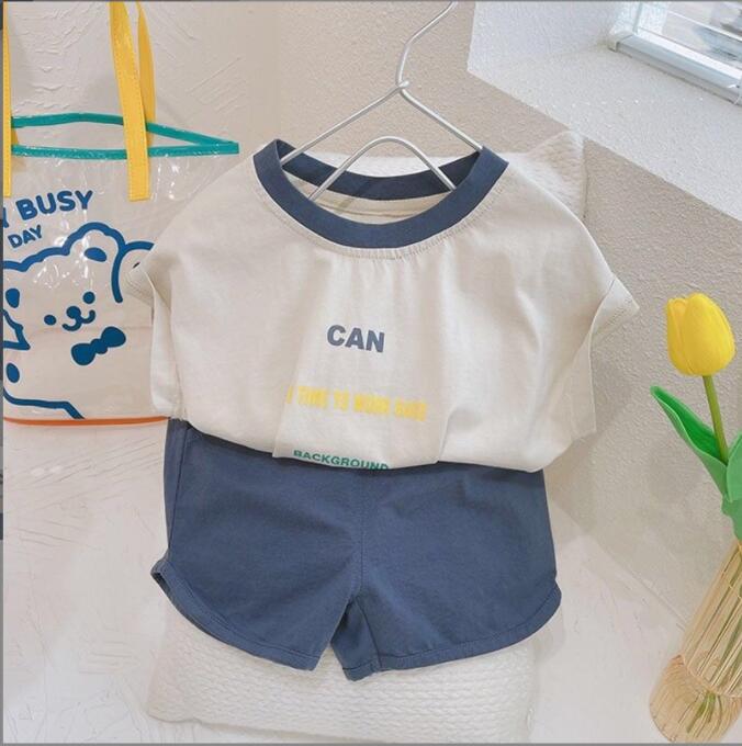 夏新しい子供服★男の子女の子Tシャツ+パンツ★ファッション2点セット★韓国風子供夏服★80-130