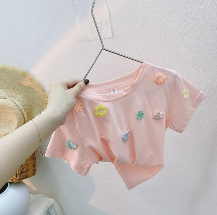 子供服夏服★女の子半袖Tシャツ★ファッションTシャツ子供服★韓国風子供夏服★80-130