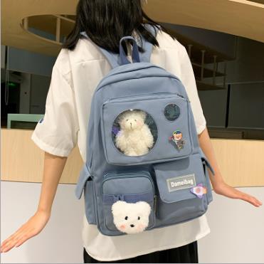 超人気レディースリュックサックぬいぐるみ大容量軽量通学キャンパスバッグ