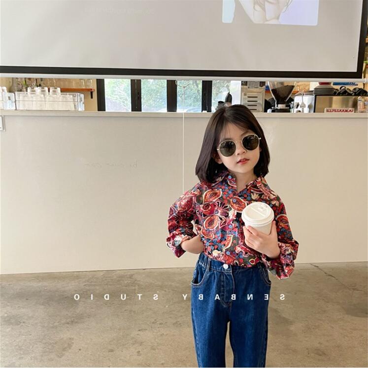 子供服春秋服★女の子シャツ★ファッションシャツ子供春服★韓国風子供春服★90-140