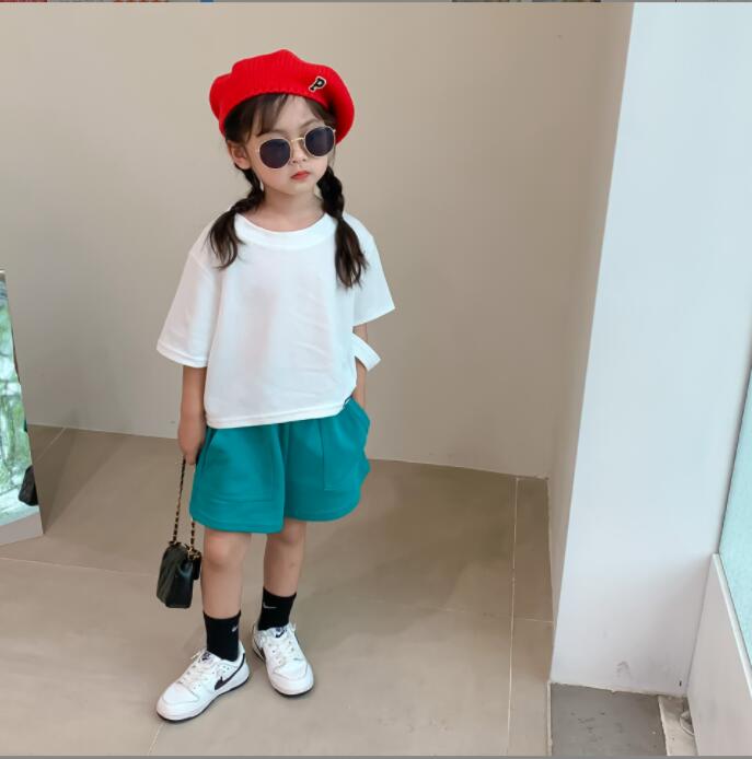 子供服夏服★女の子半袖Tシャツ+パンツ★ファッション2点セット子供夏服★韓国風子供夏服★90-140
