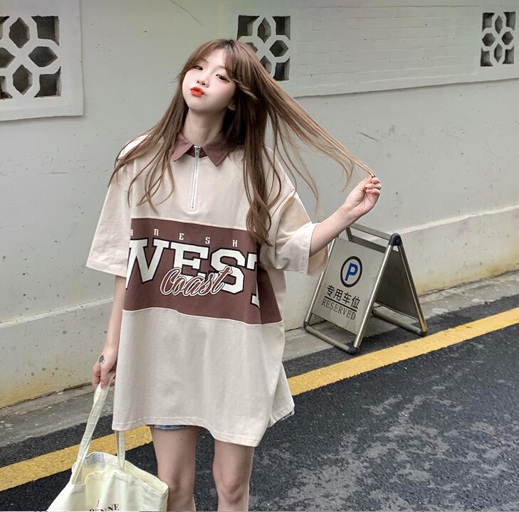 韓国風　レディース　半袖Tシャツ　新しい夏，気質，ファッションTシャツ　学生ポロシャツ★M-X