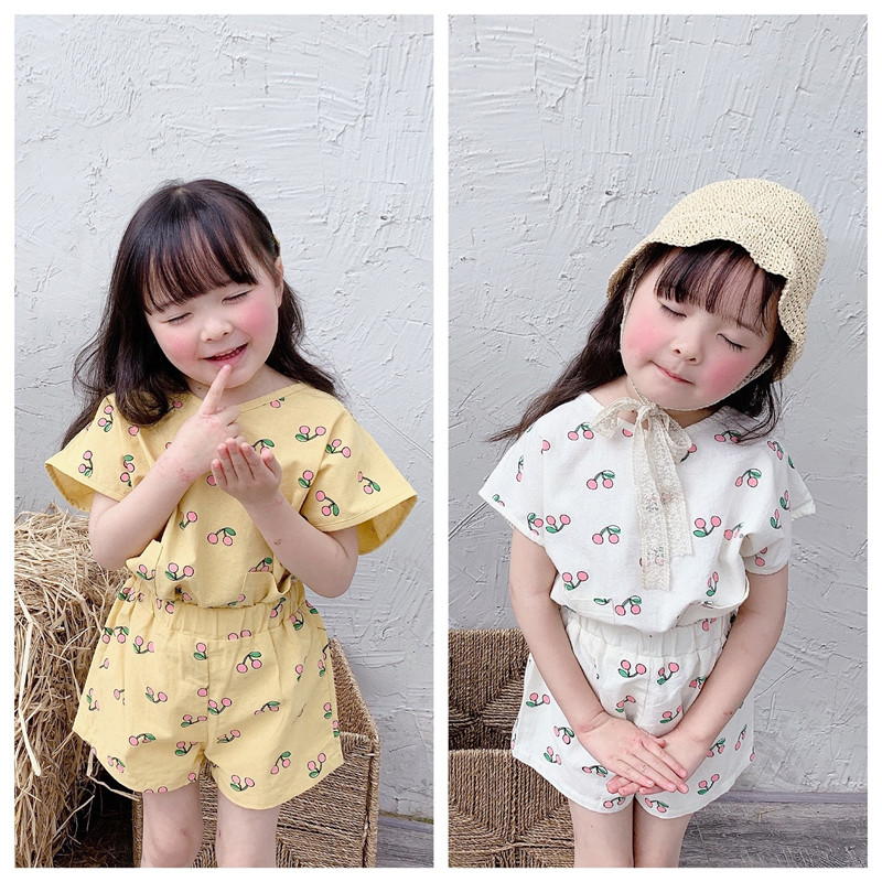 女の子スーツ　子供アパレル バットシャツ+ショーツ  可愛い子供服 キッズ服 春夏新作 おしゃれ