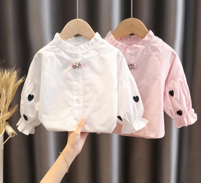 女の子のための長袖の新しい子供用韓国シャツ