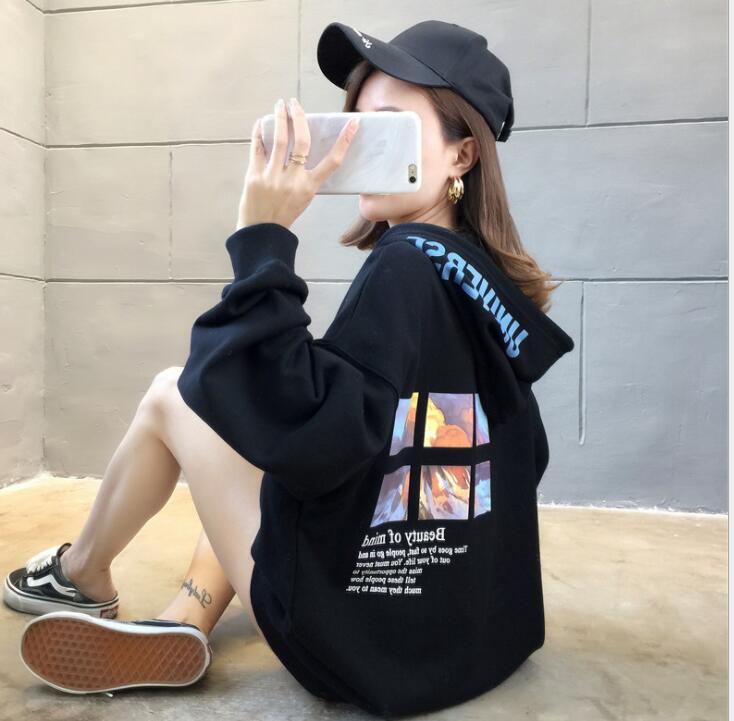 韓国ファッション パーカー　レディースパーカー　ゆったり　 長袖Tシャツ