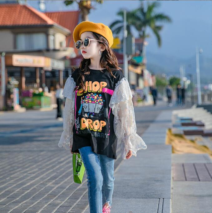 春秋新しい★女の子Tシャツ★子供長袖Tシャツ★ファッションオールマッチ★110-170