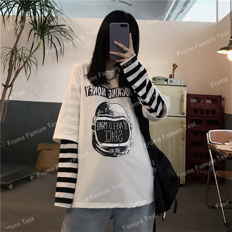 Tシャツ、パーカー、   カレッジスタイル 、　韓国風、トップス、長袖、春着
