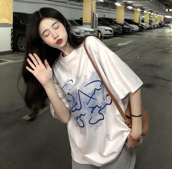 韓国風　レディース　半袖Tシャツ　夏新作　カジュアル　Tシャツトップス　ブラウス★S-3XL