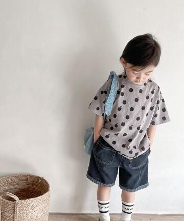子供用アパレル　Tシャツ　トップス　ブラウス　韓国風　80-130