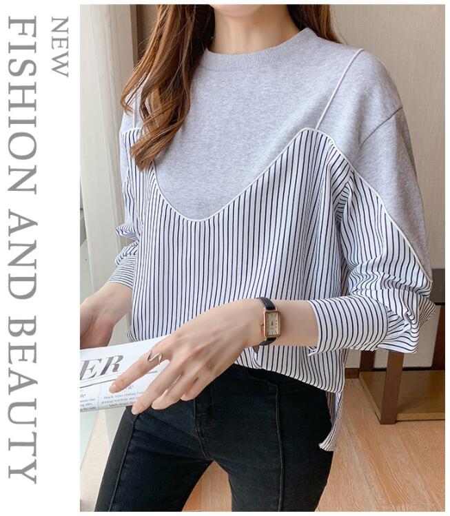 韓国風　レディース　長袖シャツ　新しい春，気質，ファッションTシャツ　★S-2X