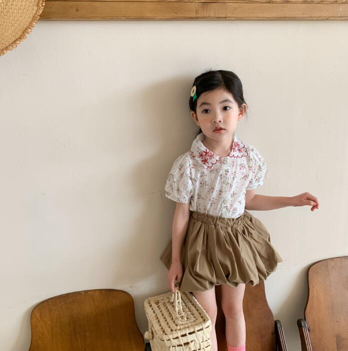 子供服夏服★女の子半袖シャツ★ファッションシャツ★韓国風子供夏服★80-130
