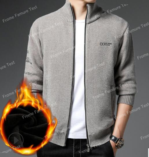 韓国風　新しいスタイル　長袖ニットトップ　裏毛付き セーター　メンズコート　   カーディガン