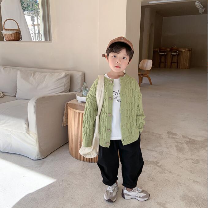 春秋男の子コート、ニットカーディガン、かわいいセーター、子供服、子供服、新作ファッション★90-140