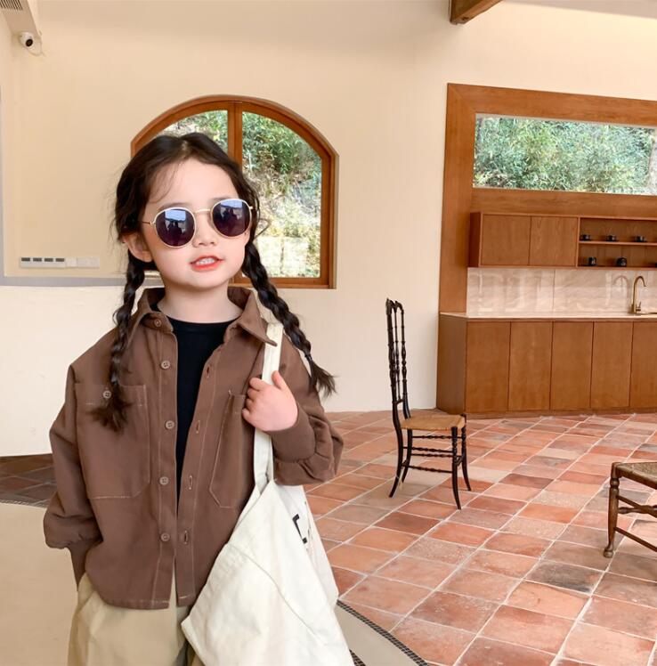 子供服春秋服★女の子シャツコート★ファッションシャツ子供春服★潮流子供春服★90-140