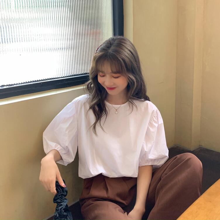韓国風　レディース　半袖シャツ　夏新作　カジュアル　シャツトップス　ブラウス★M-XL