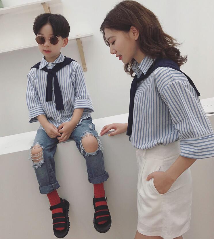 韓国風レディースシャツ、半袖親子シャツ、大人気  、ファッション親子ウェア、春の新しい★80-140