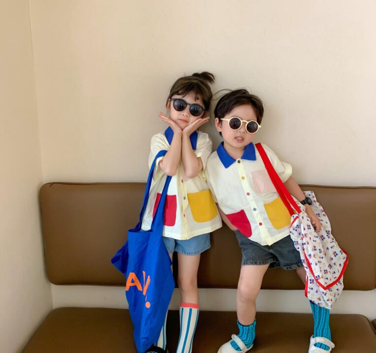 子供兄と妹の服★男の子女の子半袖シャツ，ファッション兄と妹の服シャツ★韓国風子供夏服★80-140
