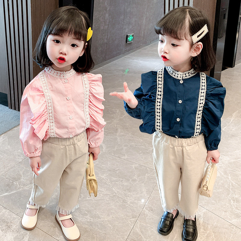 春秋新作 キッズスーツ　女の子長袖シャツ＋パンツ　キッズ服　おしゃれ