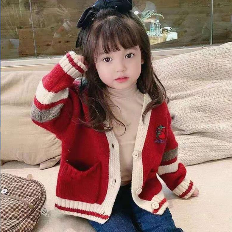 春秋冬女の子コート、ニットカーディガン、かわいいセーターコート、子供服、新作ファッション★90-150