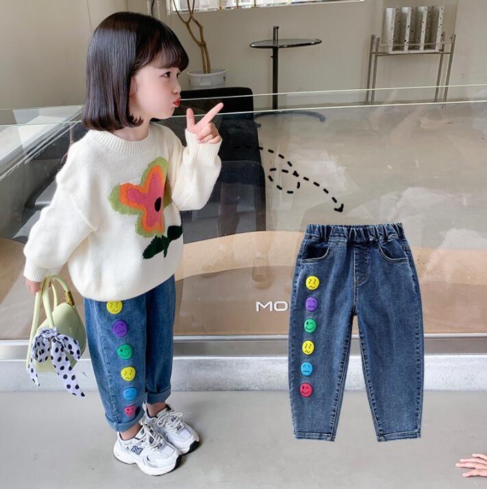 春と秋新作　女の子 ズボン   可愛いパンツ 子供服かわいくておしゃれ ジーンズ  ★90-130