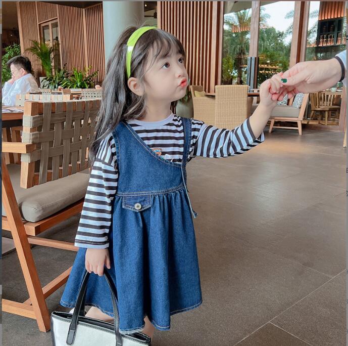 春秋新作 女の子 韓国風デニムスカート  子供服 ファッションドレス キッズ服 ★90-140