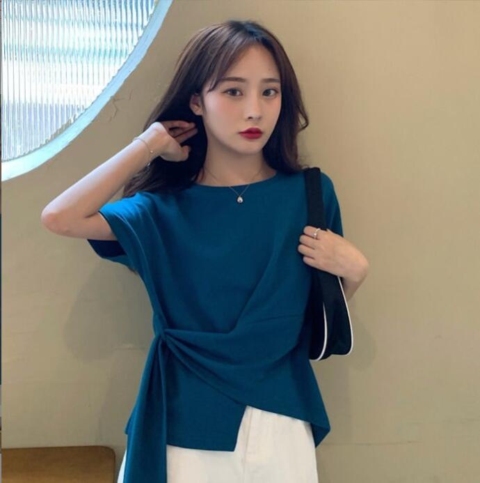 韓国風　レディース　半袖Tシャツ　新しい夏，気質，ファッションTシャツ　★S-2X