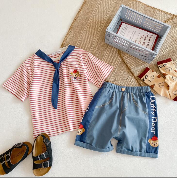 子供兄と妹の服★男の子女の子半袖Tシャツ+短パン，ファッション2点セット★韓国風子供夏服★90-140