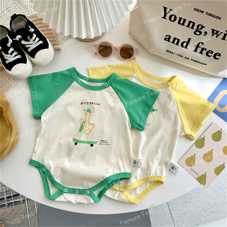 ベビー服　ロンパース　ボディスーツ　新生児服　　子供服　無地　半袖　夏着　韓国風